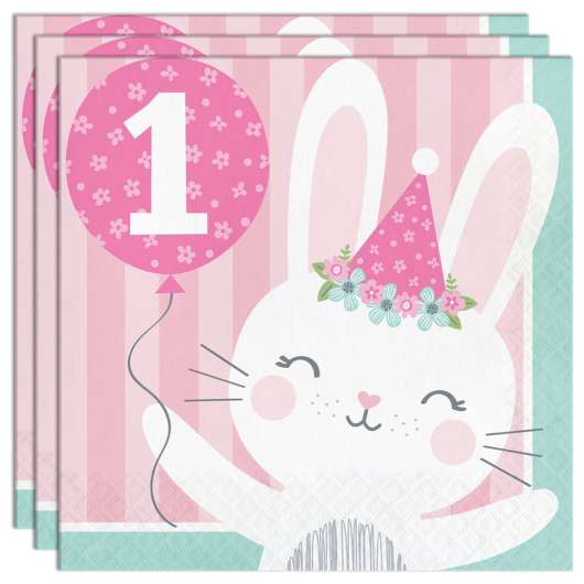1-Års Servetter Birthday Bunny