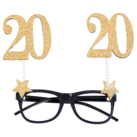20 Års Glasögon Glitter Guld