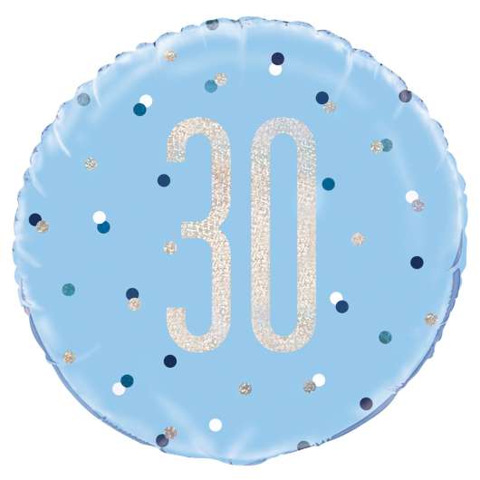 30 Års Folieballong Blå & Silver