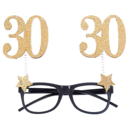 30 Års Glasögon Glitter Guld