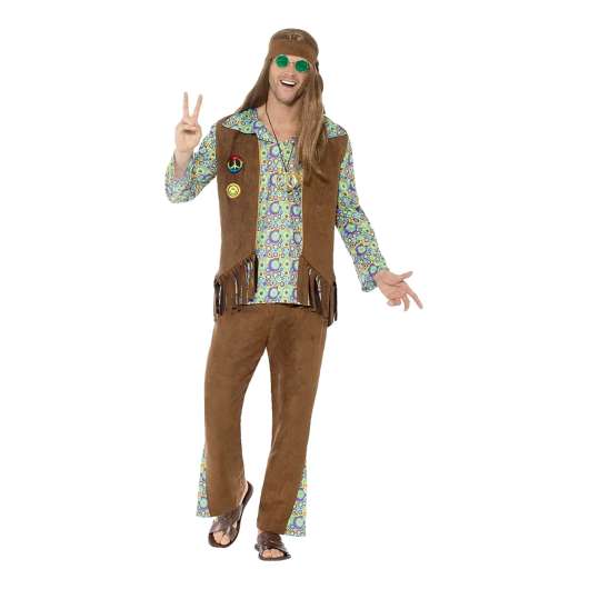 60-tals Hippie Dude Maskeraddräkt - X-Large