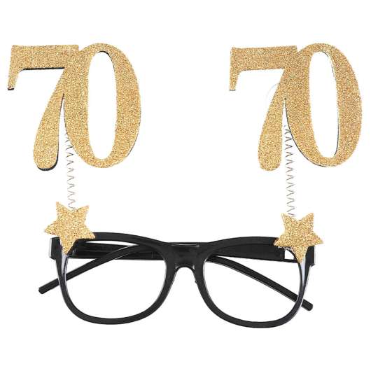70 Års Glasögon Glitter Guld