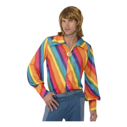 70-tals Regnbågsfärgad Skjorta - Medium