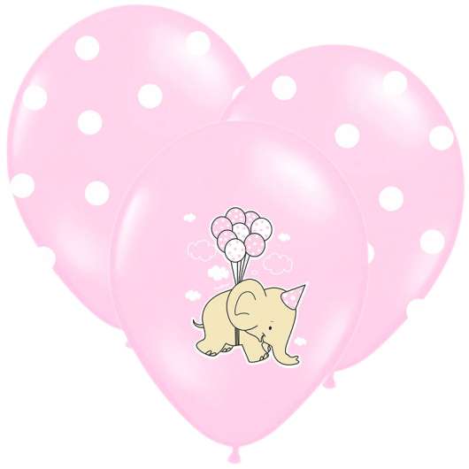 Baby Shower Ballonger Elephant Mix Rosa
