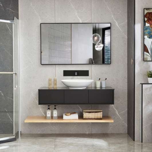 Badrumspaket | Kommod 120cm | Med tvättställ, spegel och hylla
