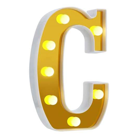 Bokstav Guld med LED-Belysning - Bokstav C
