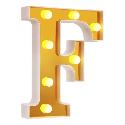 Bokstav Guld med LED-Belysning - Bokstav F