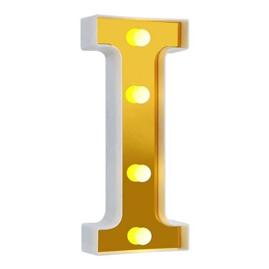 Bokstav Guld med LED-Belysning - Bokstav I
