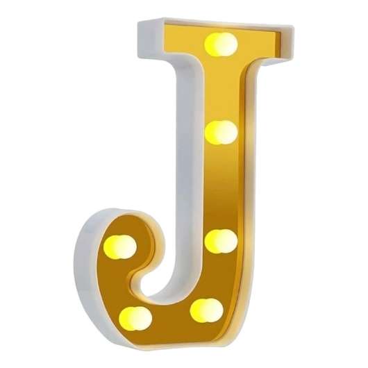 Bokstav Guld med LED-Belysning - Bokstav J