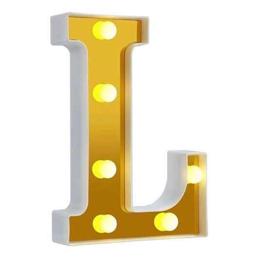 Bokstav Guld med LED-Belysning - Bokstav L