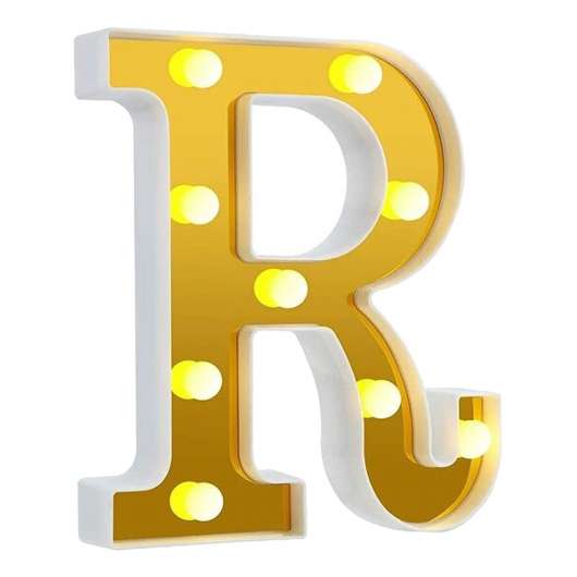 Bokstav Guld med LED-Belysning - Bokstav R
