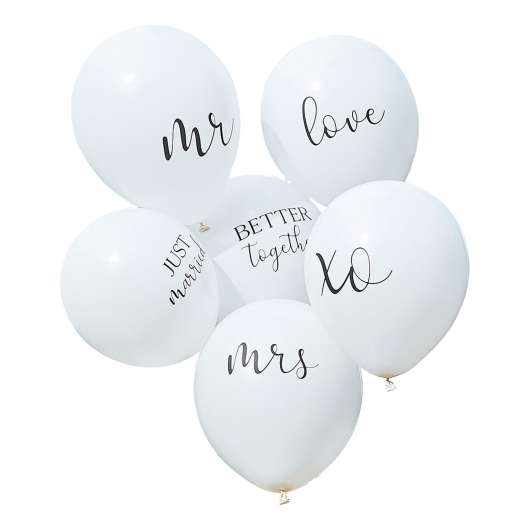 Bröllopsballonger Vita - 6-pack