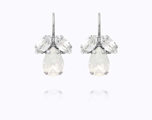 Caroline Svedbom - Petite Timo Clasp Earrings Rhodium White Opal + Crystal