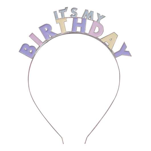 Diadem Its My Birthday i Metall Pastell Wavy - One size