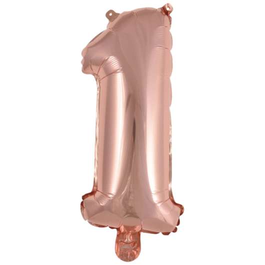 Folieballong, siffra 1 rosé 40 cm