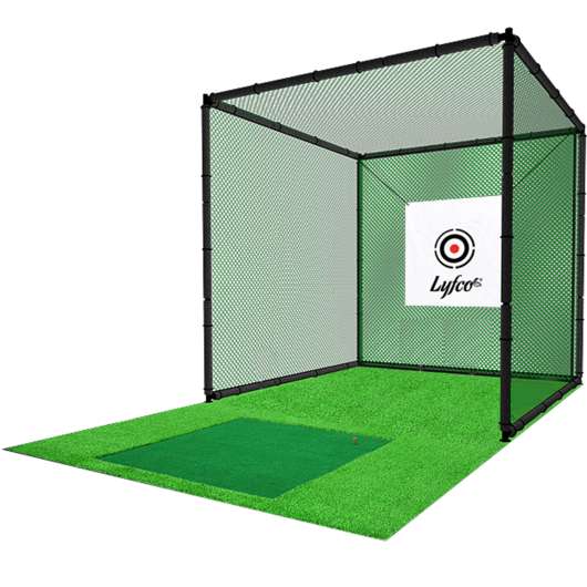 Fristående golfbur/golfnät med matta för svingträning