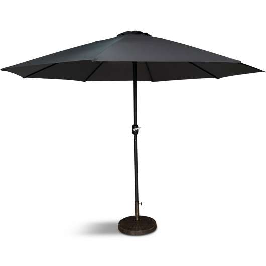 Klassiskt parasoll 3,3m med vev | Inklusive parasollfot | Grå