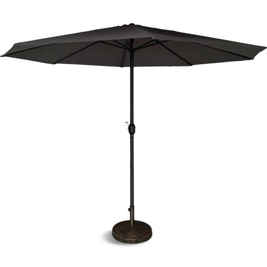 Klassiskt parasoll 3,5m med vev | Inklusive parasollfot | Antracitgrå