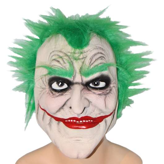 Läskig Clownmask med Grönt Hår