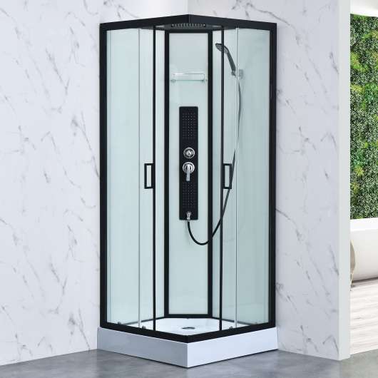 Modern duschkabin 80x80x215cm | Flera strållägen | Svart