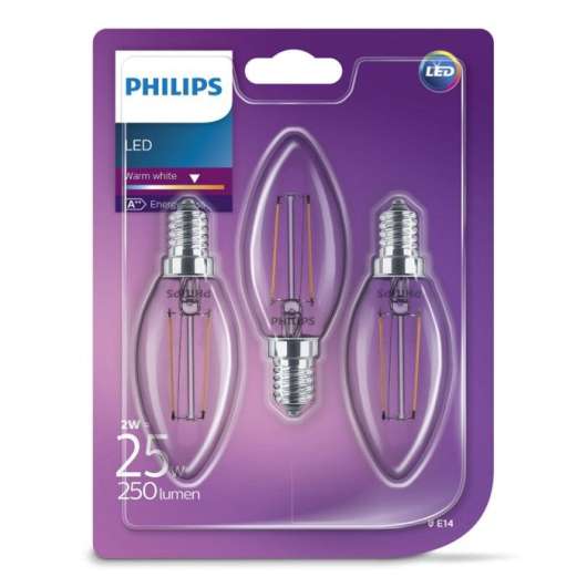 Philips LED-lampa Kron LED E14 250 lm 3-pack