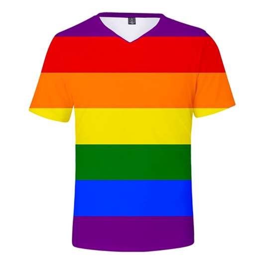 Regnbågsfärgad T-shirt - Small