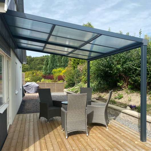 Slide roof veranda 12m² | Skjutbart altantak | Kanalplast