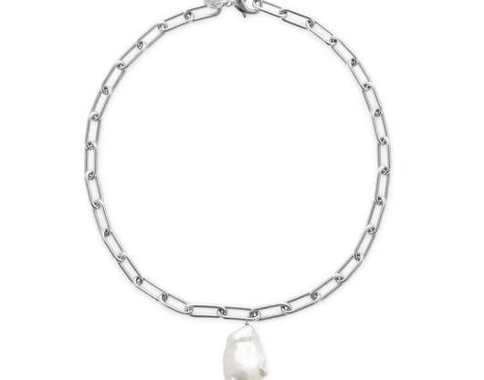 Sophie by sophie - baroque link pearl necklace silver