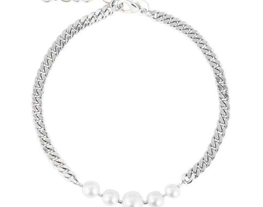 Sophie by sophie - pearl chain short necklace silver