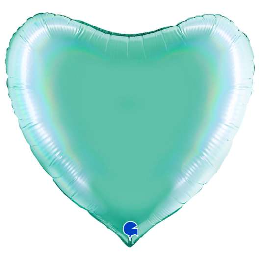 Stor Hjärtballong Holografisk Platinum Tiffany