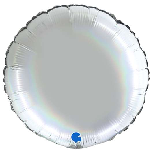 Stor Rund Folieballong Holografisk Platinum Pure
