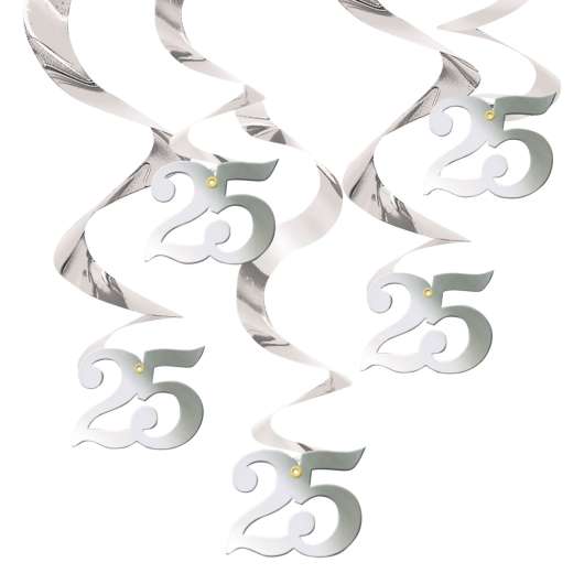 Swirls Siffra 25 Silver Takdekoration - 5-pack