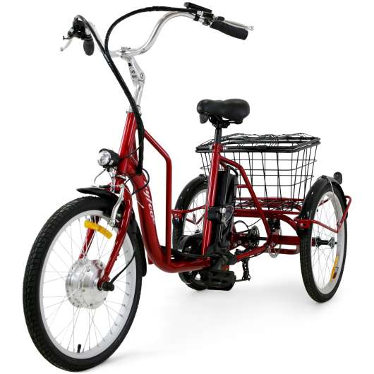 Trehjulig elcykel | 6 växlar Shimano | 250W 10,4Ah | Metallic röd